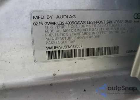 2015 Audi A4 Premium Plus из США, поврежденный, VIN WAUFFAFL5FN033567